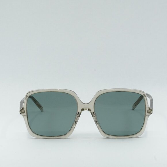 Saint Laurent SL591 003 Sunglasses Beige Square Frame, Green Lenses main image 11